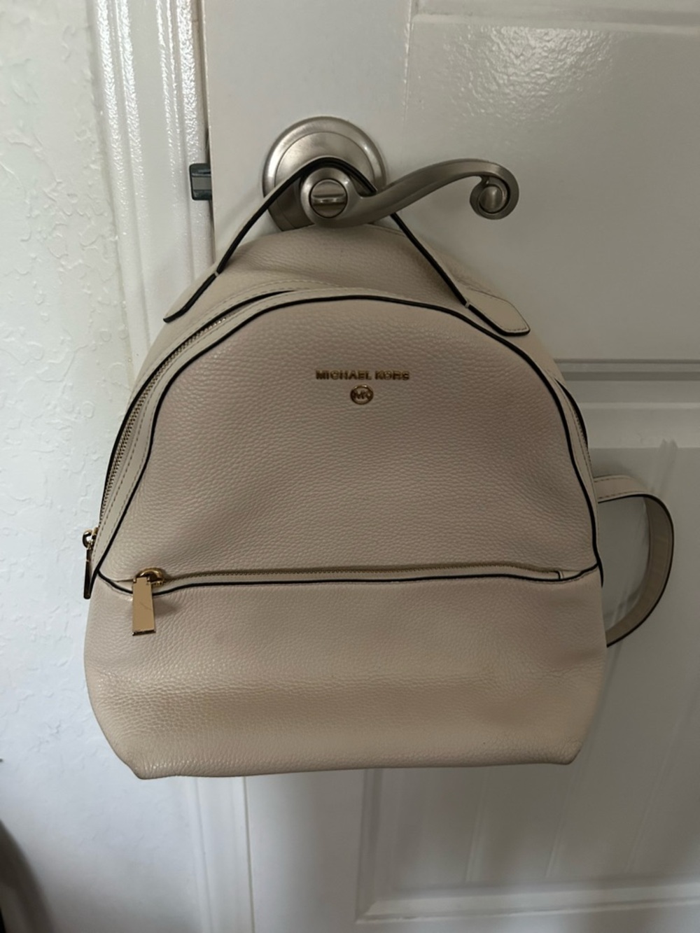 Michael Kors Beige Leather Backpack with Gold Hardware